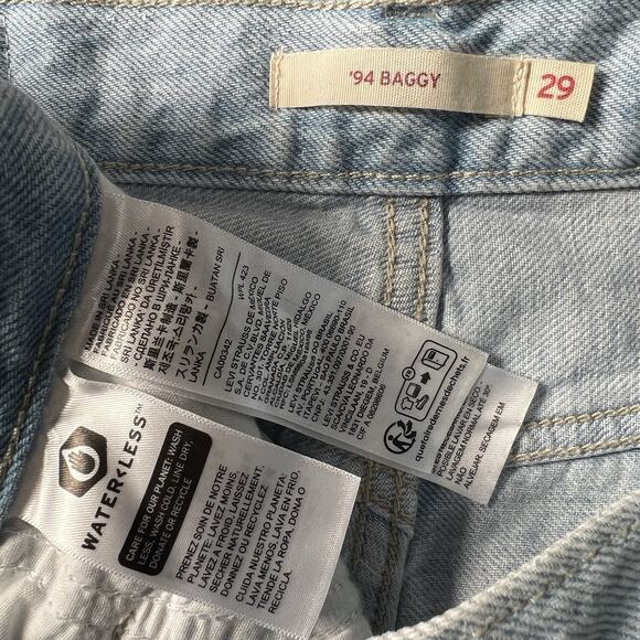 Levis Womens Y2K Style Mid Rise 94s Baggy Wide Leg Jeans Sz 29 Lightwash Skater - Picture 9 of 16